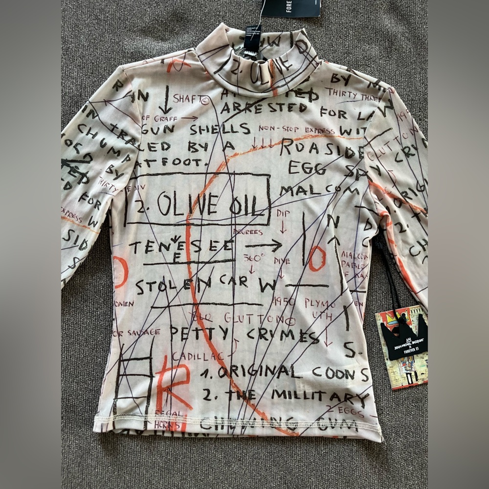 Super RARE Jean-Michel Basquiat Long Sleeve Mesh Top Olive Oil 1982 MEDIUM